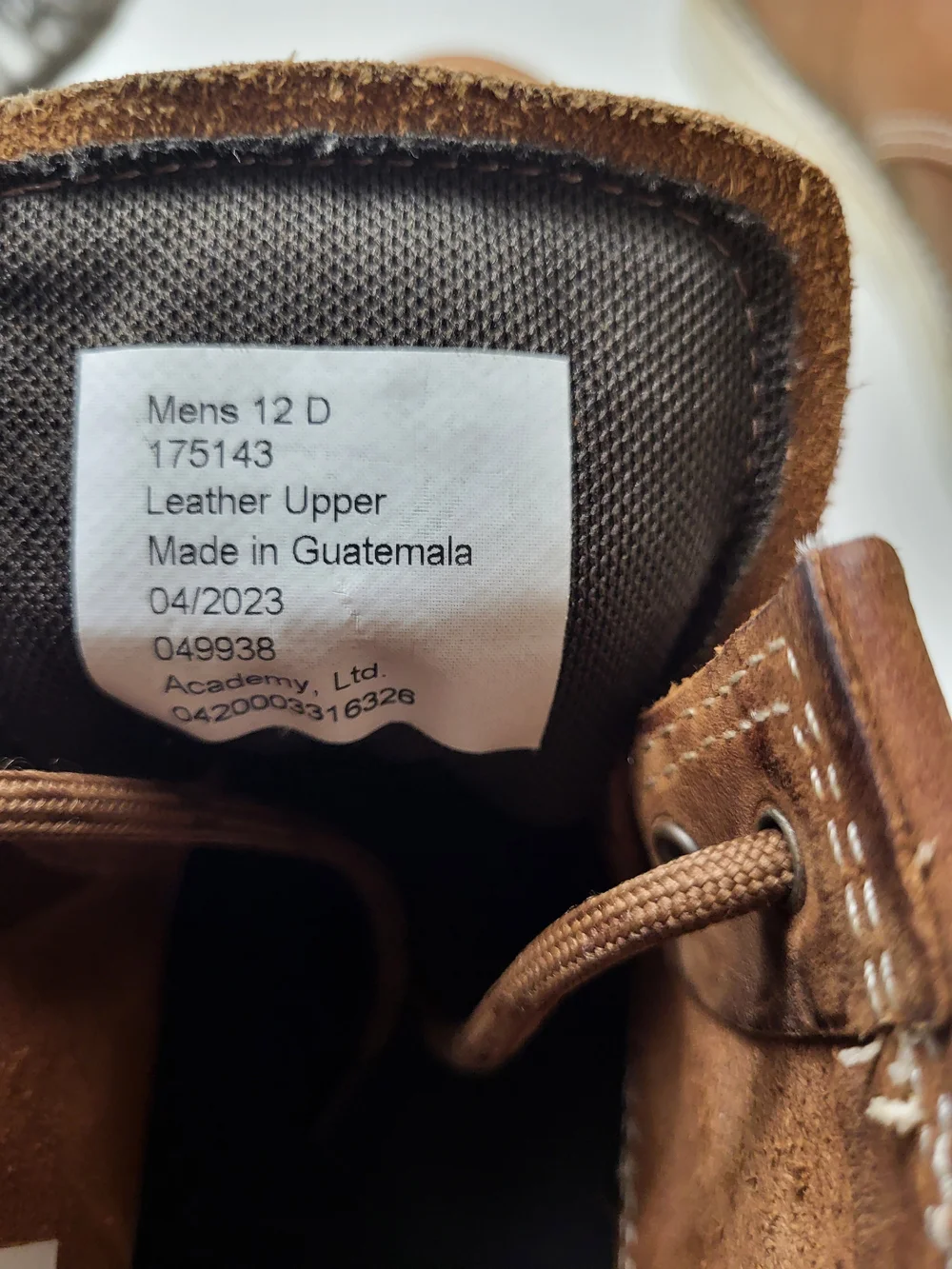 Brazos Men's Tan Leather Work Boots - Lace-Up Construction, Size 12